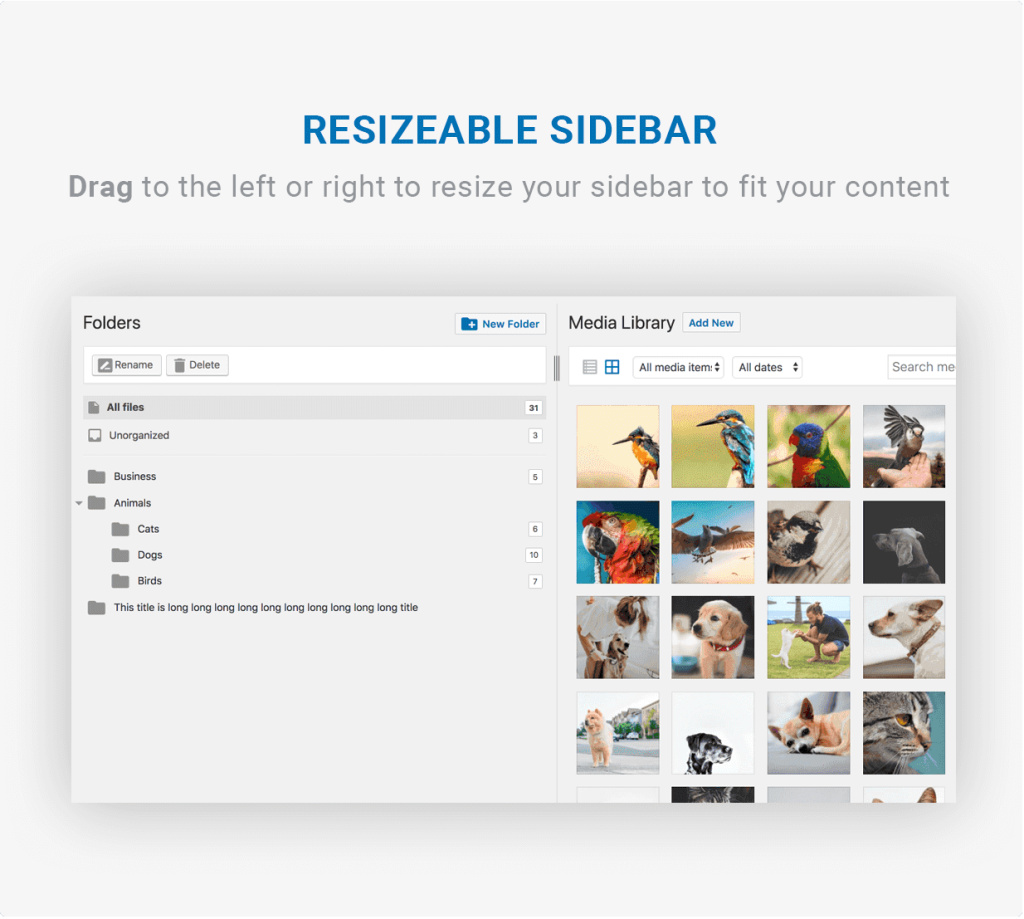 filebird sidebar