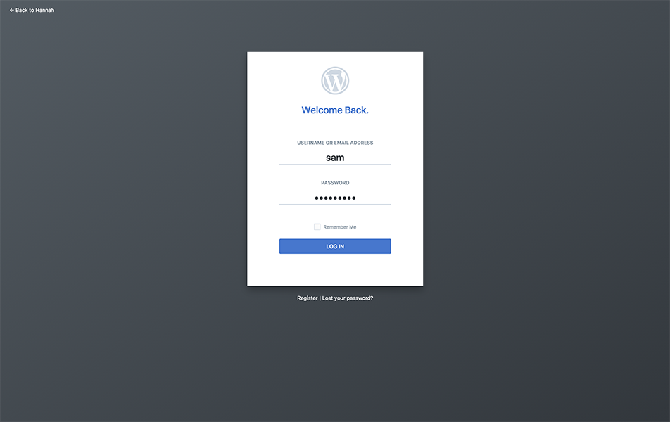 wpadmin login page